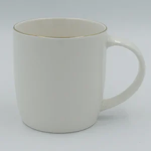 WHITE BONE CHINA MUG WITH GOLDEN RIM