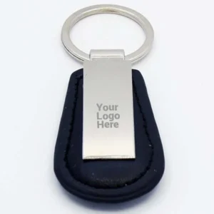 round metal leather keychain