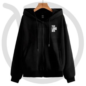 Plain Black Zipper Hoodie