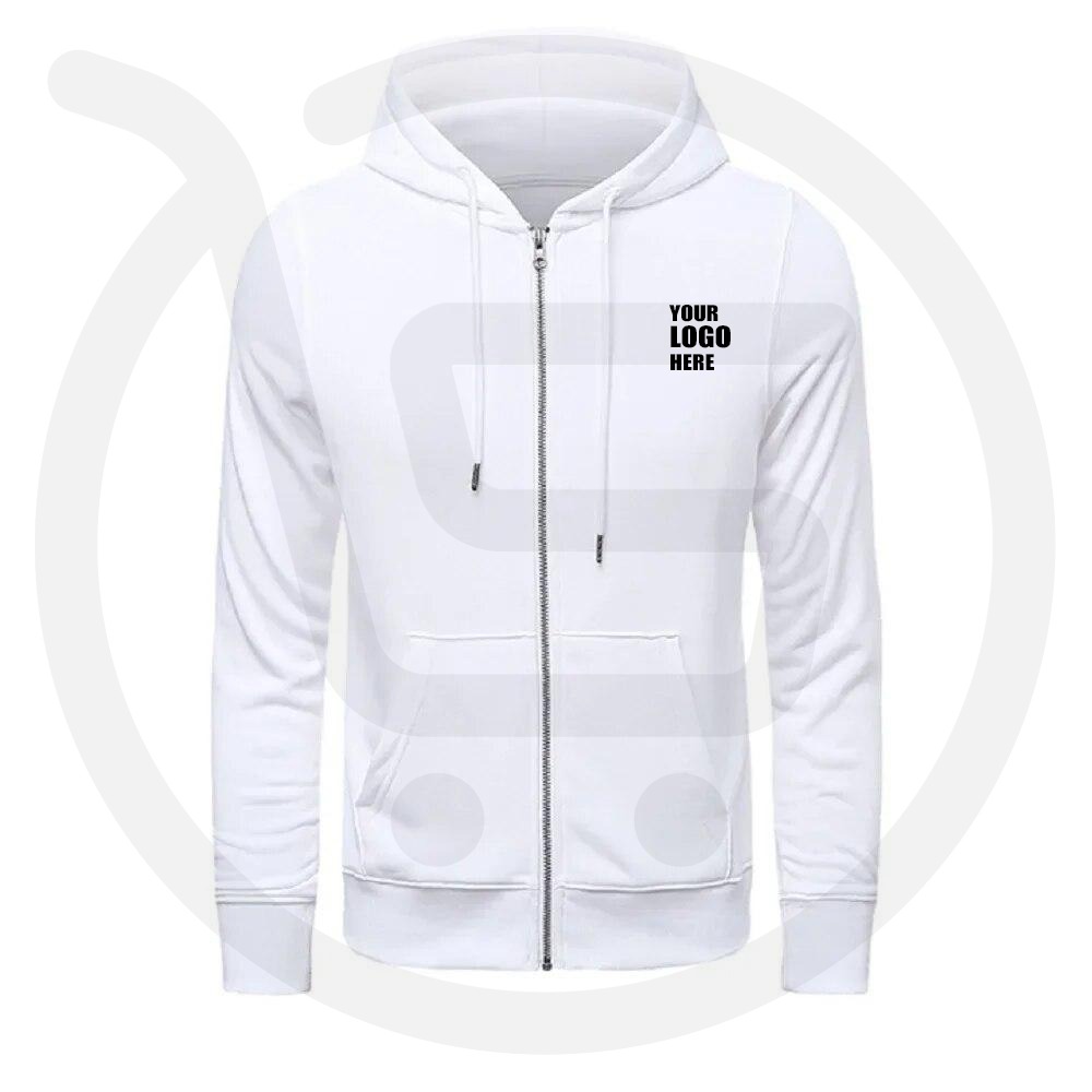 Plain White Zipper Hoodie