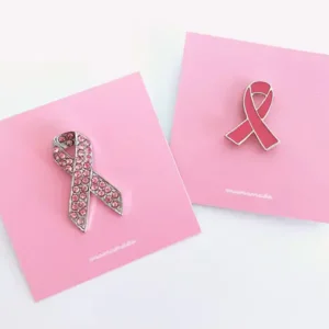 Breast Cancer Awareness Pink Ribbon Badge with Custom Company Logo