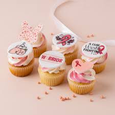 Delightful Pink Cupcakes with Breast Cancer Awareness Ribbon and Custom Branding