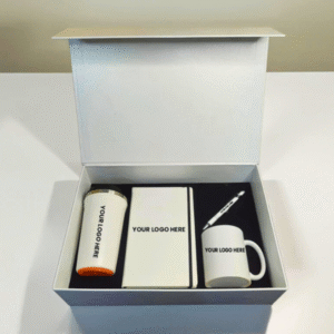 Starter Gift Box – Customizable Corporate Gift Box with Coffee Tumbler, Mug, Notebook, and Metal Pen
