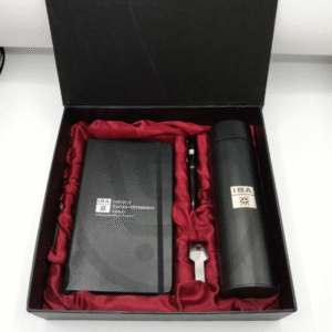 Student Achievement Gift Pack with branded notebook, insulated bottle, pen and keychain in premium gift box.