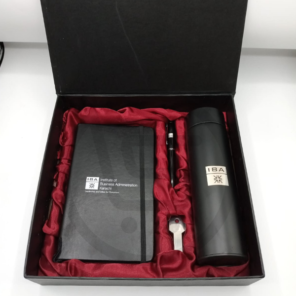 Student Achievement Gift Pack with branded notebook, insulated bottle, pen and keychain in premium gift box.