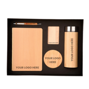 Premium Wooden Finish Corporate Gift Set with Bottle, Notebook, and Pen – Custom Logo Gifts by Shop Carlo