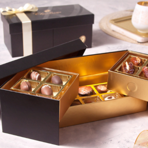 Golden Royale Chocolate Box with Double-Layer Premium Assorted Chocolates and Golden Foil Separators – Luxury Gift by Shop Carlo