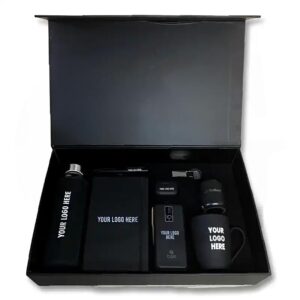 The Power Desk Box corporate gift set with power bank airpods bluetooth speaker notebook mug and premium packaging