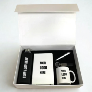 Desk Pro Essentials Kit customized corporate gift box with notebook mug bottle and pen for office branding