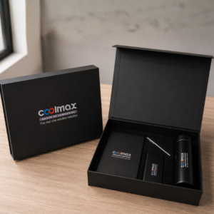 Elevate Work Kit corporate gift box with smart temperature bottle, Mi power bank, notebook and stylus pen in premium packaging
