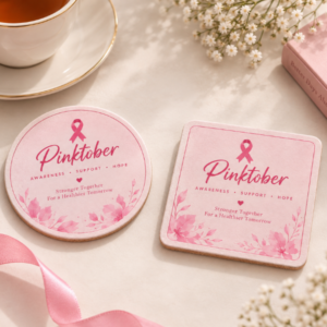 pinktober breast cancer awareness coasters round and square tea coaster set pink ribbon Pakistan