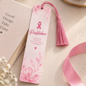 pinktober breast cancer awareness bookmark with tassel pink ribbon corporate gifting Pakistan