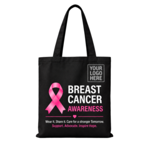 breast cancer awareness black tote bag pink ribbon cotton bag Pakistan corporate gifting