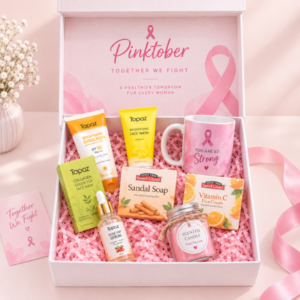 pinktober blooming hope gift box breast cancer awareness skincare hamper Pakistan vitamin c wellness kit