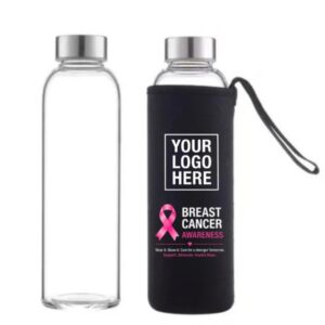pinktober black glass bottle breast cancer awareness premium water bottle Pakistan corporate gifting