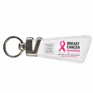 pinktober white leather keychain breast cancer awareness keyring Pakistan corporate gifting